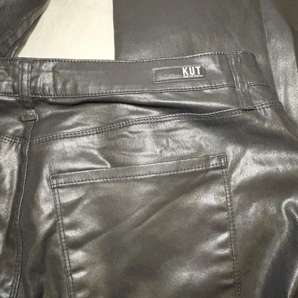 Kut From The Kloth Womens Size 16 W High Rise Fab Ab Flare Faux Black Leather - Picture 7 of 13